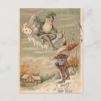 Elves and Moon Holiday Postcard