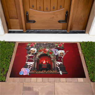 Elves are looking forward to Christmas. Doormat
