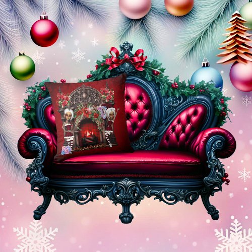 Elves are looking forward to Christmas Throw Pillow