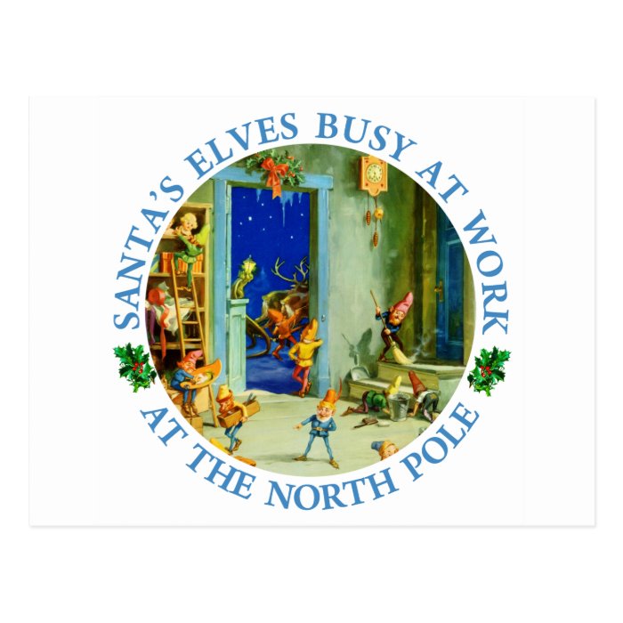 Elves at Santa's North Pole Workshop Postcard