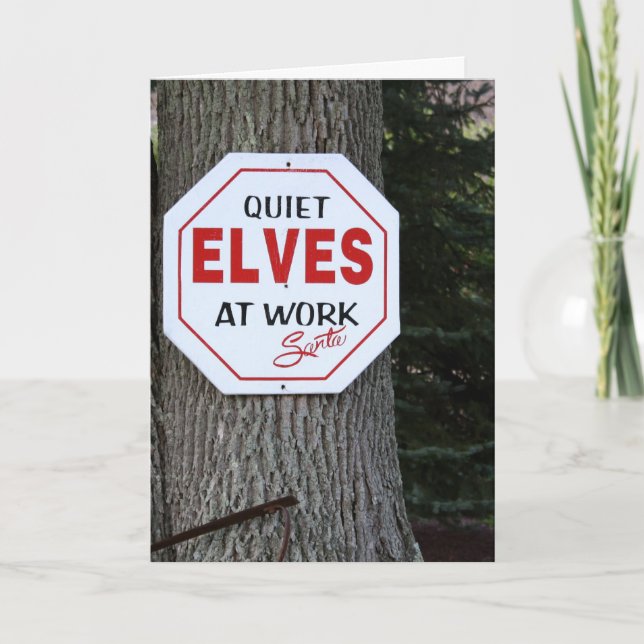 Elves At Work Holiday Greeting Card (Front)
