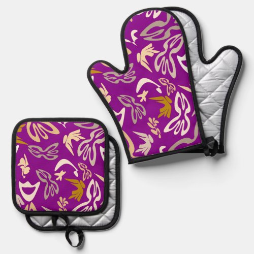 Elves Butterflies and Masks 6 Oven Mitt  Pot Holder Set