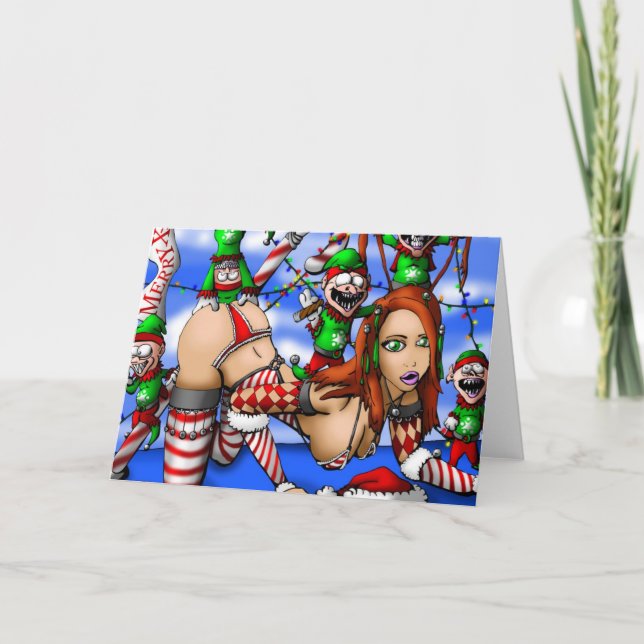 Elves, elves, and More Elves Holiday Card (Front)