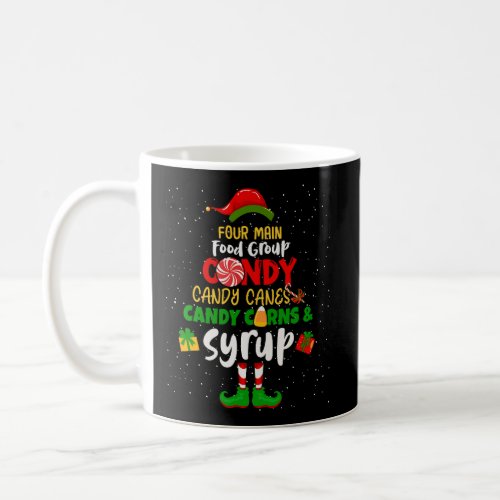 Elves Four Main Food Groups Candy Cane Christmas E Coffee Mug