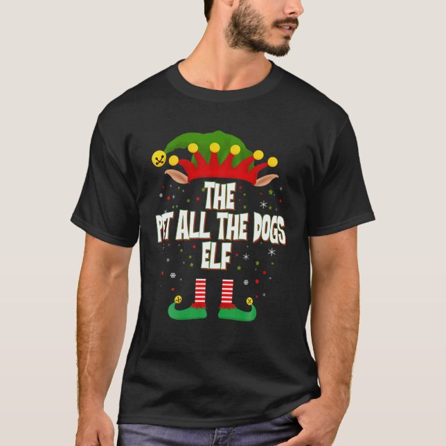 Elves Group The Pet All The Dogs Elf Christmas T-Shirt (Front)