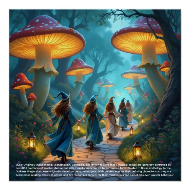 Elves Mushrooms Poster (Front)