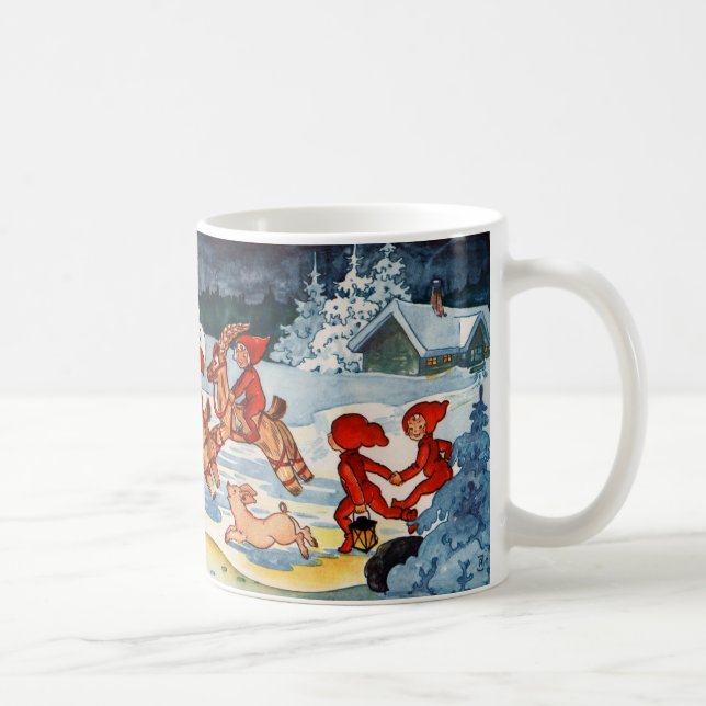 Elves Racing Yule Goats! Coffee Mug (Right)