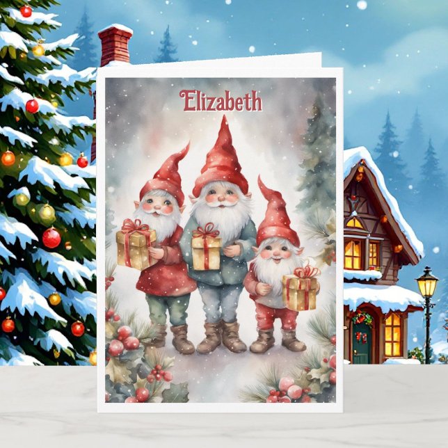 Elves & Santa Personalize for Grandchild Christmas Card (Creator Uploaded)