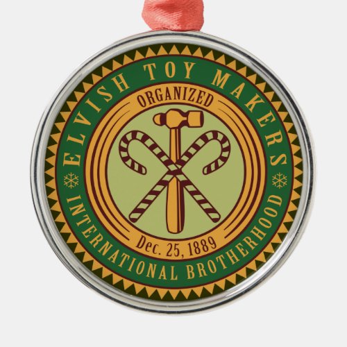 Elves Toy Makers Union Seal Christmas Ornament