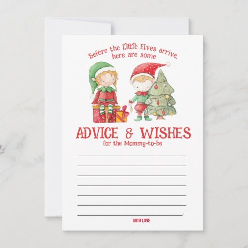 Elves Twins Baby Shower Advice for Mommy Note Card