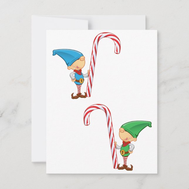 Elves With Candy Canes Invitations (Front)