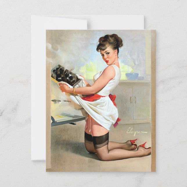 Elvgren Lets Eat Out Holiday Card (Front)