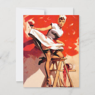 Elvgren Painting In Red Holiday Card