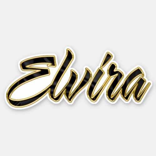 Elvira black gold lettering sticker