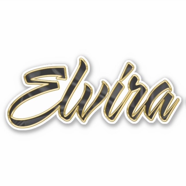 Elvira black gold lettering sticker (Front)