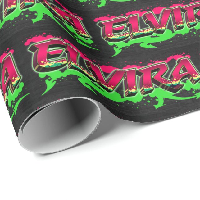 Elvira First Name Name Graffiti red green Wrapping Paper (Roll Corner)