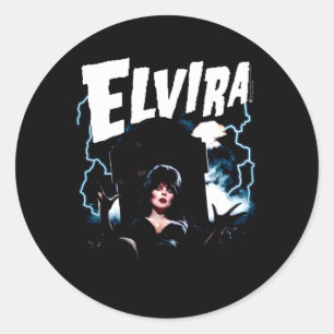 Elvira Mistress Of The Dark Grave And Lightning Classic Round Sticker