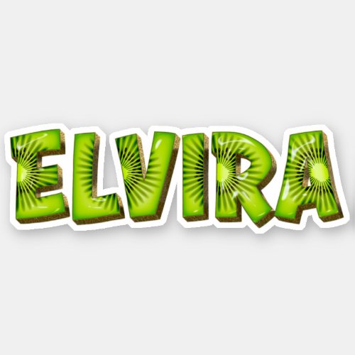 Elvira Name Kiwi Design Sticker