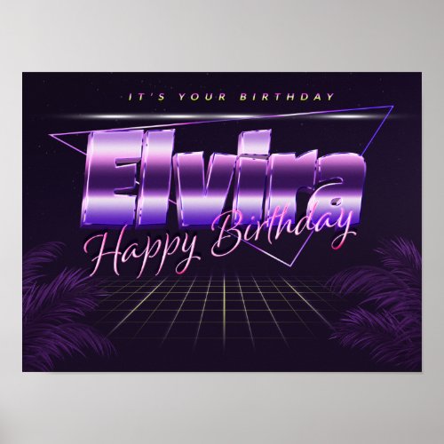 Elvira Name Vorname lila retro Poster Geburtstag