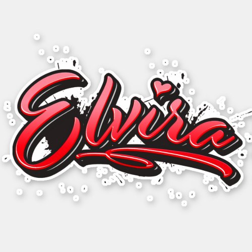 Elvira red Heart Graffiti Sticker