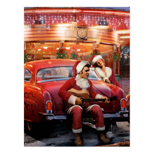 Elvis And Marilyn Christmas Postcard