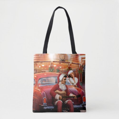 Elvis and Marilyn Christmas Tote Bag