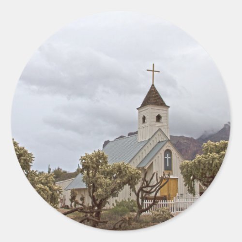 Elvis church at the Superstition mountains Classic Round Sticker