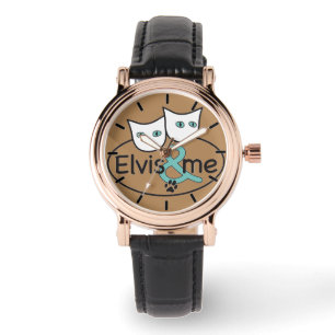 Elvis & Me Cappuccino Square Watch Black Leather