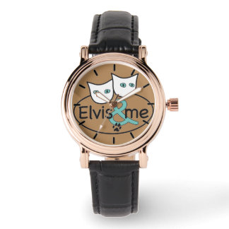 Elvis & Me Cappuccino Square Watch Black Leather