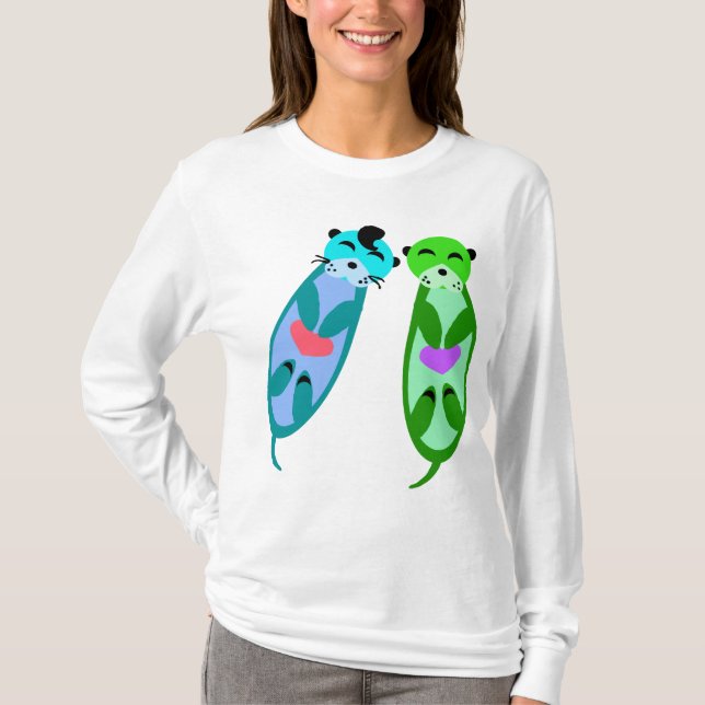 Elvis Otter & Friend with Hearts #2 T-Shirt (Front)