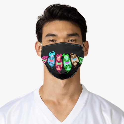 Elvis Otters Black Background Premium Face Mask