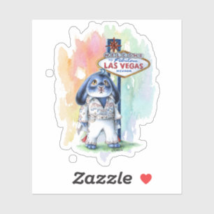 Elvis Sticker Las Vegas Cute Benny Blue Bunny