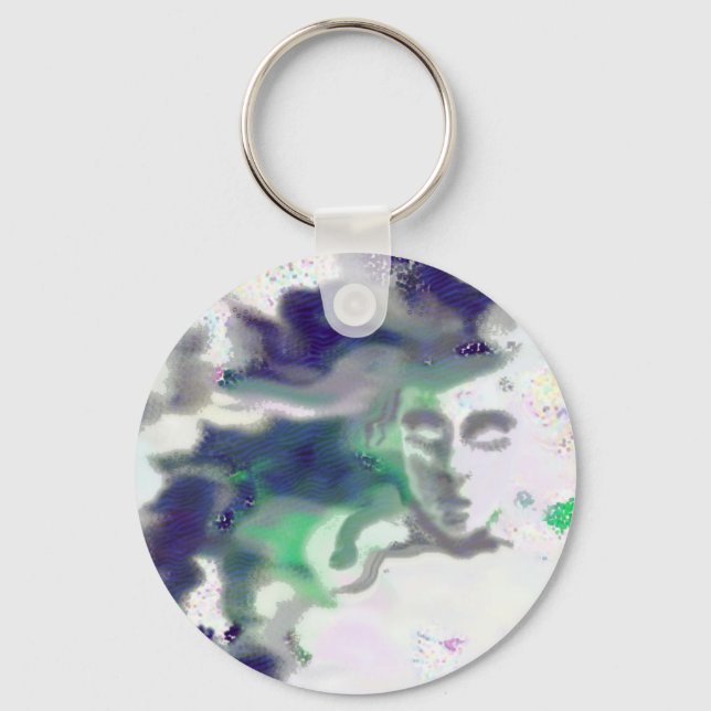 Elvish face - a digital drawing, fantasy art keychain (Front)