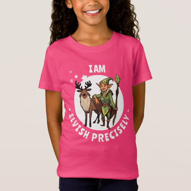 Elvish Precisely Kids Christmas Elf T-Shirt (Front)