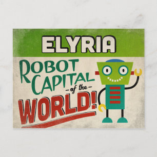 Elyria Ohio Robot - Funny Vintage Postcard