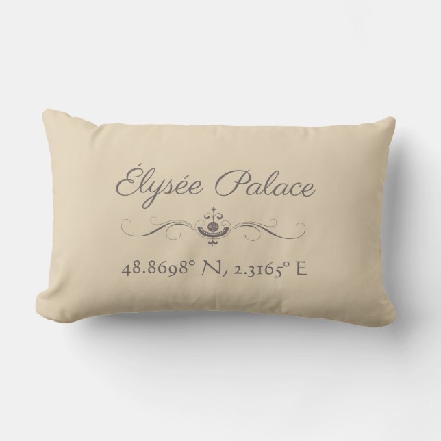 Élysée Palace Latitude  Longitude  Lumbar Pillow (Front)