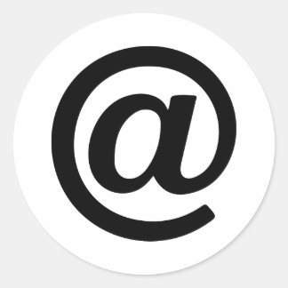 Email at sign silhouette classic round sticker