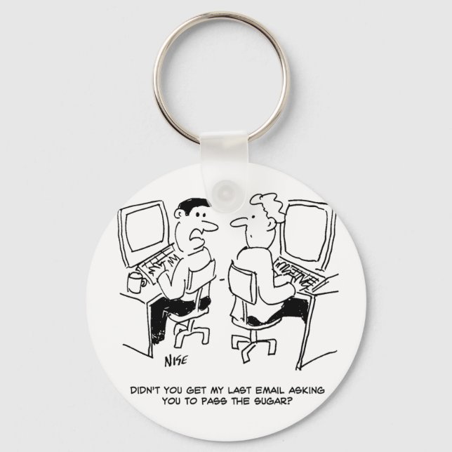 Email Computer Lesson. Funny Cartoon Keychain (Front)