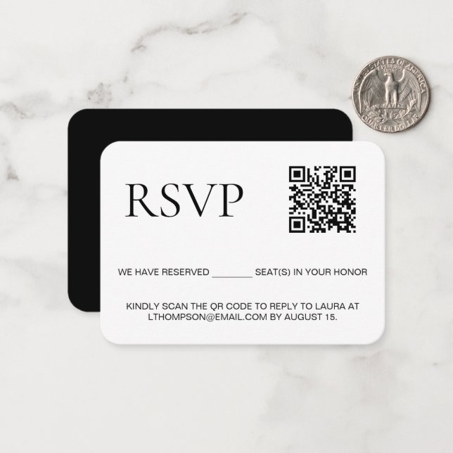 Email Response to event Custom QR code Note Card (Front/Back In Situ)