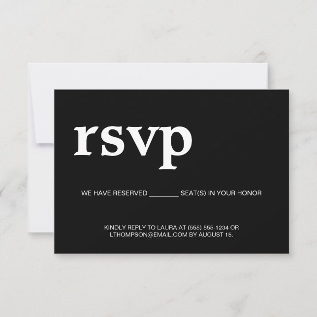 Email RSVP Reserved Seat White on black (Front)