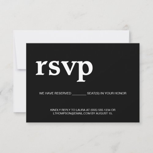 Email RSVP Reserved Seat White on black