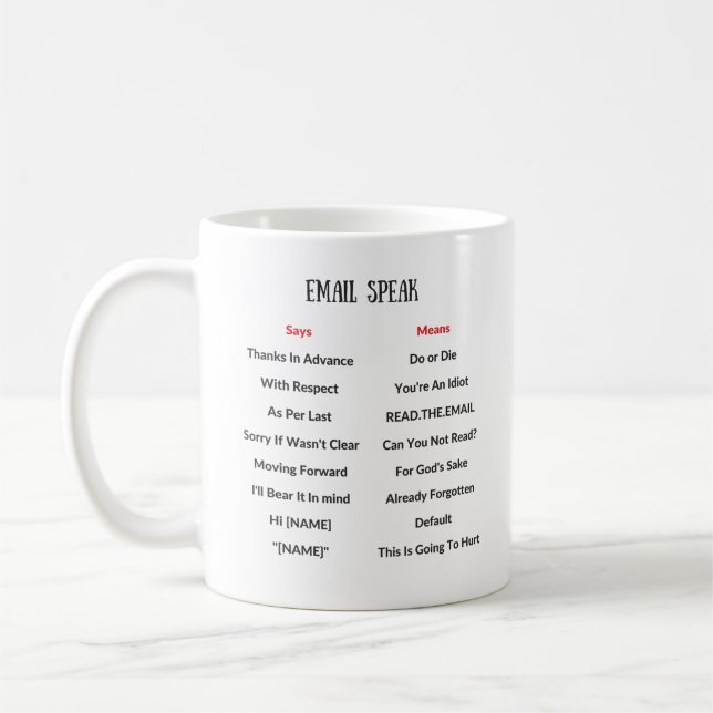 Email Speak Translator Mug (Left)