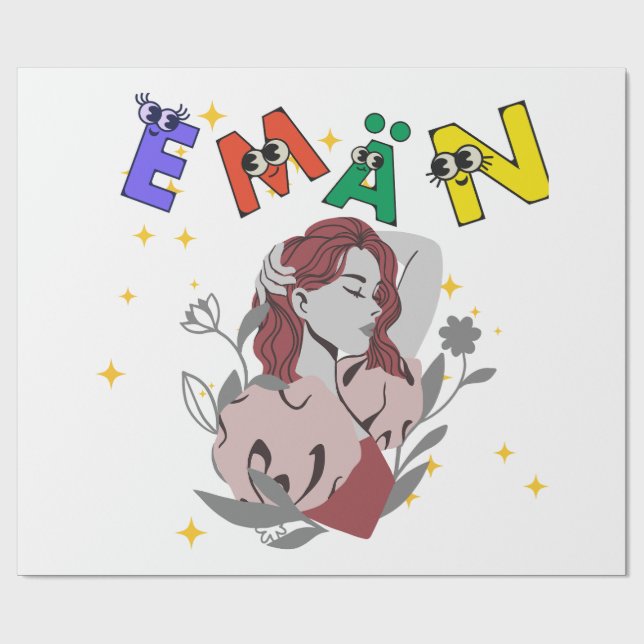 EMAN cute name design Wrapping Paper (Flat)