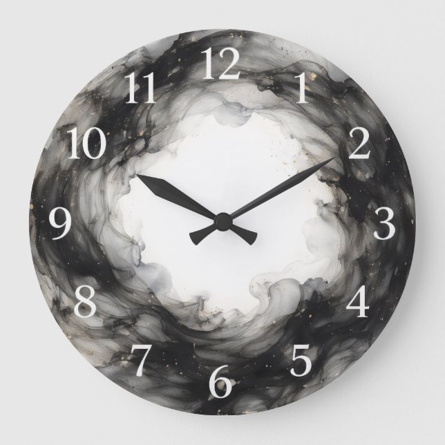 Emanation — Fluid Ink-Wash Large Clock (Front)