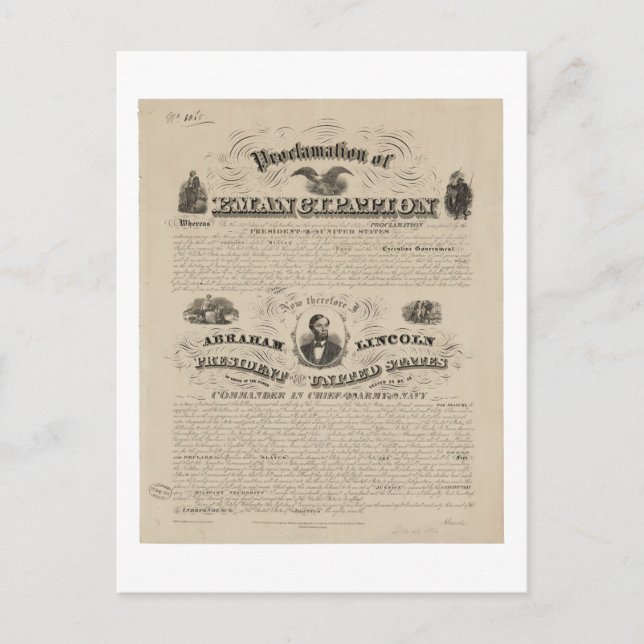 Emancipation Proclamation Reprint from A. Kidder Postcard (Front)