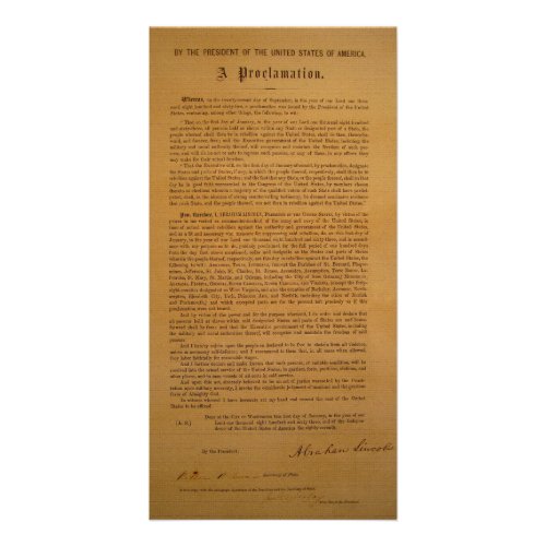 Emancipation Proclamation Typeset 1864 Card