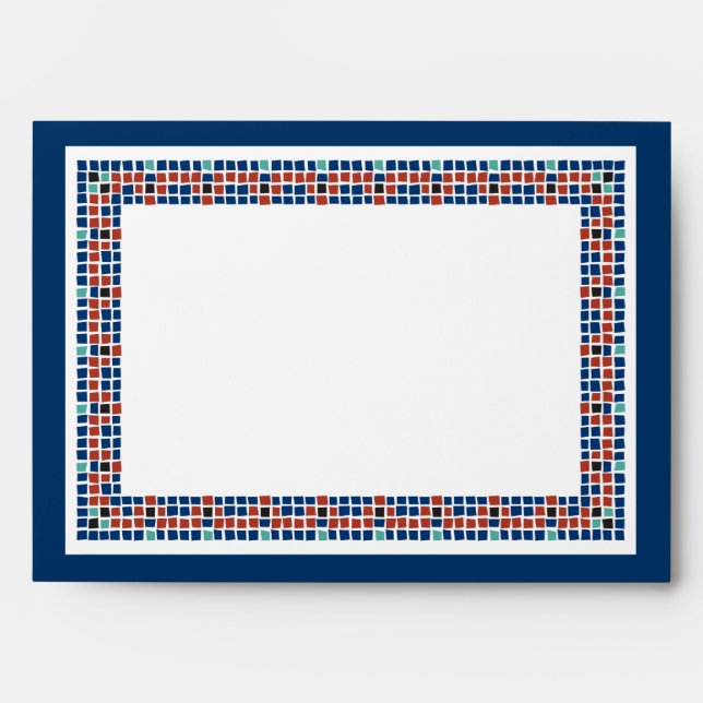 Emanuel Star Mosaic Navy Rust Envelope (Front)
