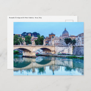 Emanuele II bridge and St. Peter's Basilica - Rome Postcard