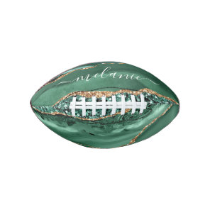 Emarald Green Gold Glitter Football Custom Name