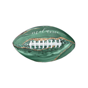Emarald Green Gold Glitter Football Custom Name